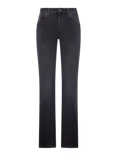 Saint Laurent Straight Leg Denim Jeans In Black