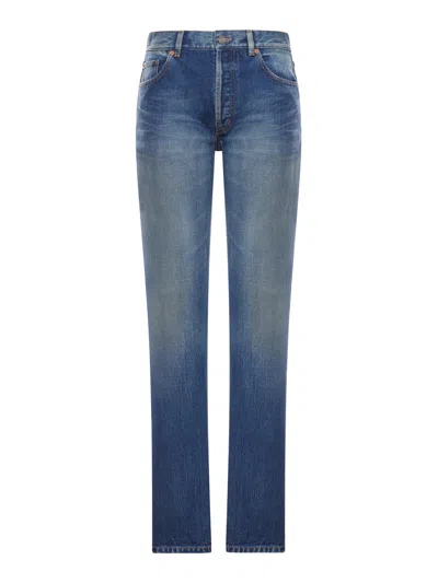 Saint Laurent Straight Leg Denim Jeans In Blue