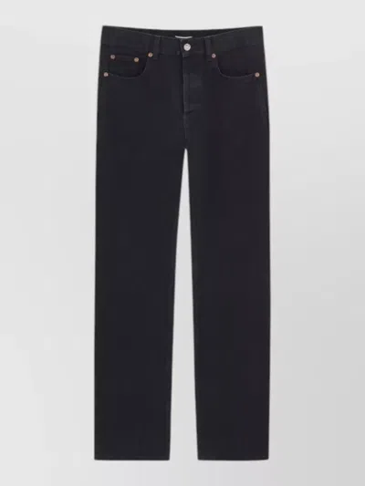 Saint Laurent Straight Leg Jeans Superghi Belt Loops In Blue