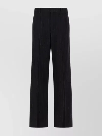 SAINT LAURENT STRAIGHT LEG PINSTRIPE TROUSERS WITH BELT LOOPS