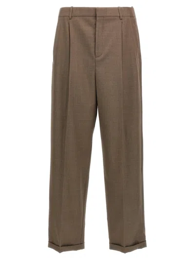 Saint Laurent Wool Tailored Trousers In Brown