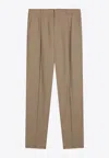 Saint Laurent Pressed-crease Trousers In Beige