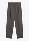 Saint Laurent Straight-leg Tailored Pants In Brown