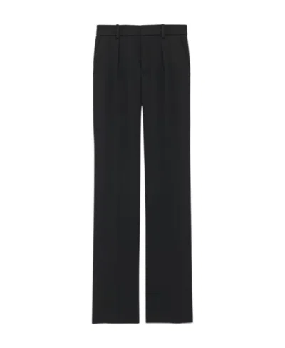 Saint Laurent Straight-leg Tailored Wool Trousers In Black