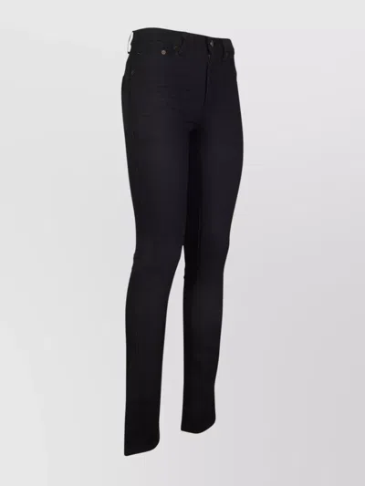 Saint Laurent Straight Leg Trousers Rivet Detail In Black