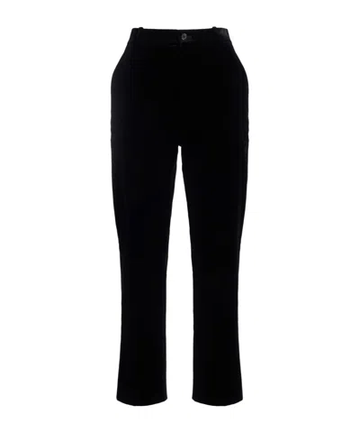 Saint Laurent Straight Leg Velvet Pants In Black