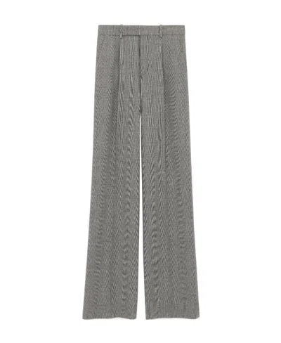 Saint Laurent Straight-leg Wool Trousers In Gray