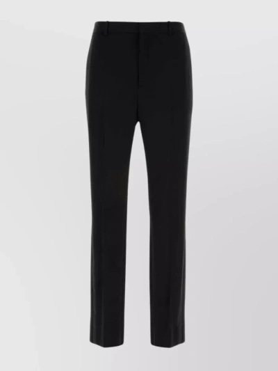 SAINT LAURENT STRAIGHT LEG WOOL TROUSERS WITH BELT LOOPS AND BACK POCKETS