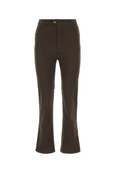 SAINT LAURENT PANTALONE IN COTONE TESTA DI MORO DONNA