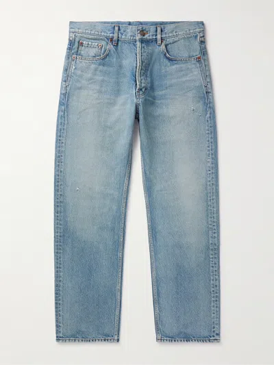 Saint Laurent Distressed Straight-leg Jeans In Blue