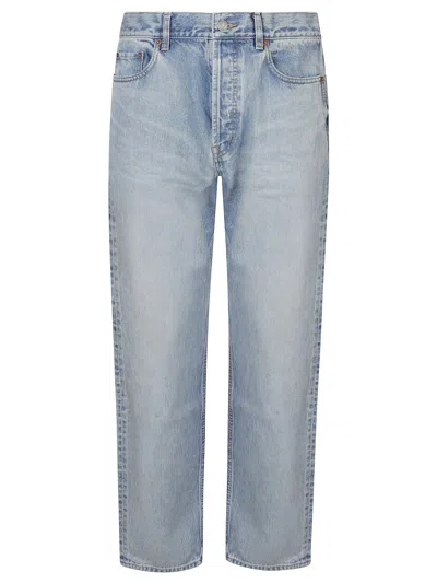 Saint Laurent Straight-leg Jeans With Padded Logo Patch For Men In Multi