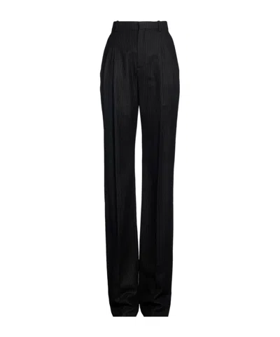 Saint Laurent Straight-leg Striped Trousers In Black