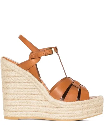 Saint Laurent Strap Buckle-detail Espadrilles In Brown