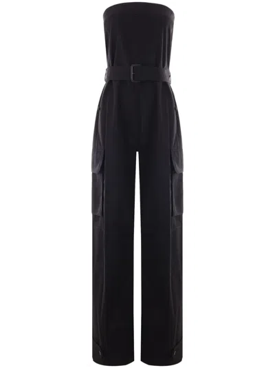 Saint Laurent Cassandre Strapless Jumpsuit In Black