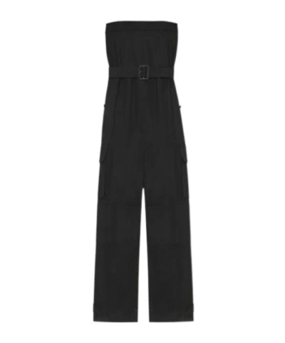 Saint Laurent Cassandre Strapless Jumpsuit In Black
