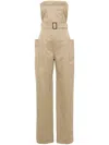 Saint Laurent Strapless Belted Jumpsuit In Neutrals
