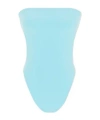 Saint Laurent Strapless Cutout Open-back Swimsuit In Blue