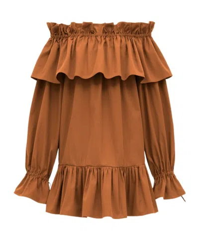SAINT LAURENT SAINT LAURENT RUFFLED OFF-SHOULDER DRESS