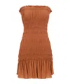 Saint Laurent Strapless Ruched Mini Dress In Brown