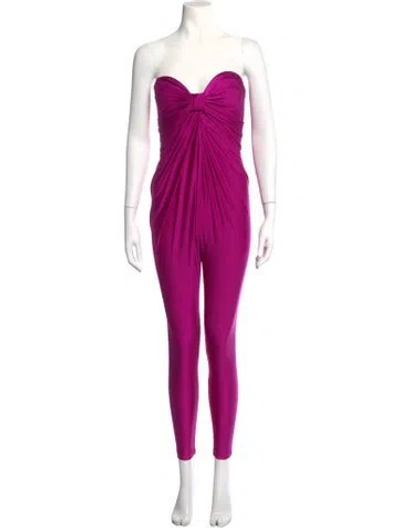 Pre-owned Saint Laurent Strapless Jumpsuit In Metallic/purple
