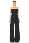 Saint Laurent Cassandre Bustier Jumpsuit In Noir