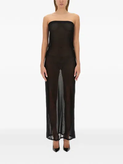 Saint Laurent Strapless Dress In Animal Print