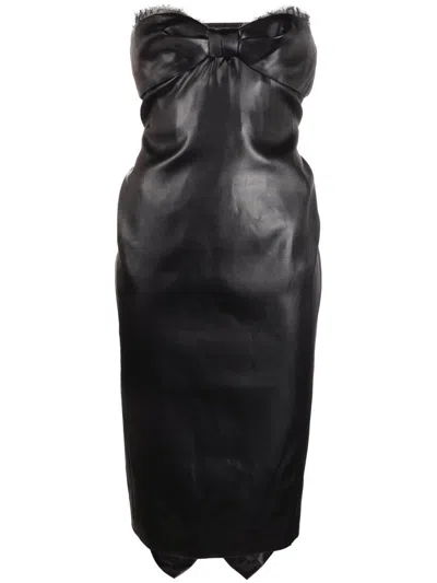 Saint Laurent Strapless Mid-length Dress In Black