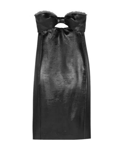 Saint Laurent Strapless Mid-length Dress In Black