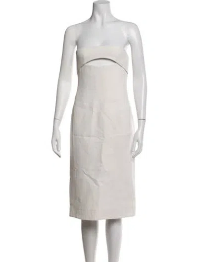 Pre-owned Saint Laurent Strapless Midi Length Dress In Neutrals