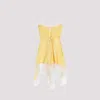 Saint Laurent Lace Mini Dress Asymmetrical Hem Bow Straps In Yellow