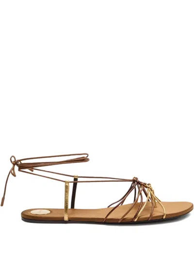 Saint Laurent Strappy Bridget Sandal In Brown