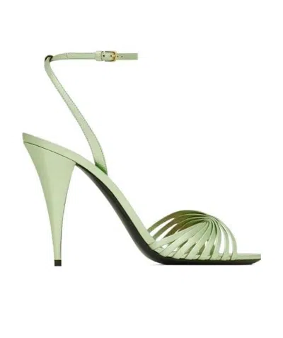 Saint Laurent Strappy-detail Sandals In Green