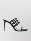 Saint Laurent Black Silk Stiletto Heel Sandals In Black