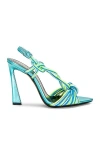 Saint Laurent Strappy Sandal In Cerulean & Giallo Fluo