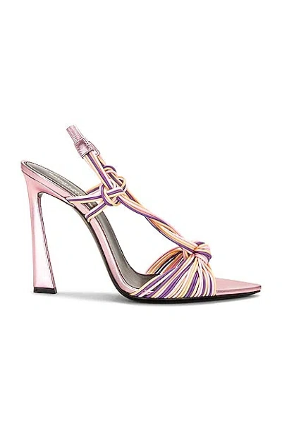 Saint Laurent Strappy Sandal In Malva  Peach & Gerbera