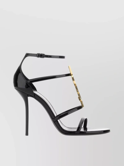 Saint Laurent Strappy Stiletto Sandals With Open Toe And Ankle Strap In Black