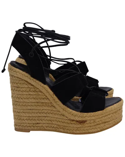 Saint Laurent Strappy Suede Wedge Sandal