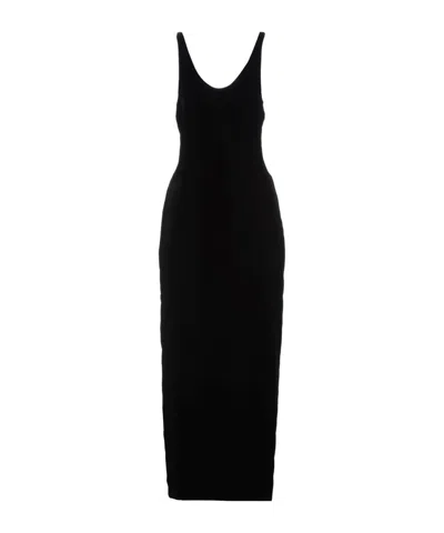 Saint Laurent Strappy Velvet Dress In Black