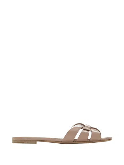 Saint Laurent Straps Flat Sandals In Neutral