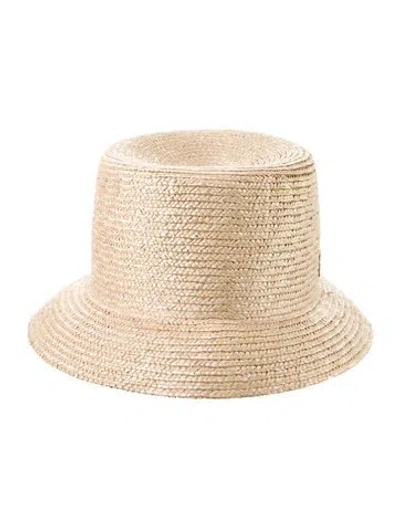Pre-owned Saint Laurent Straw Bucket Hat In Neutral