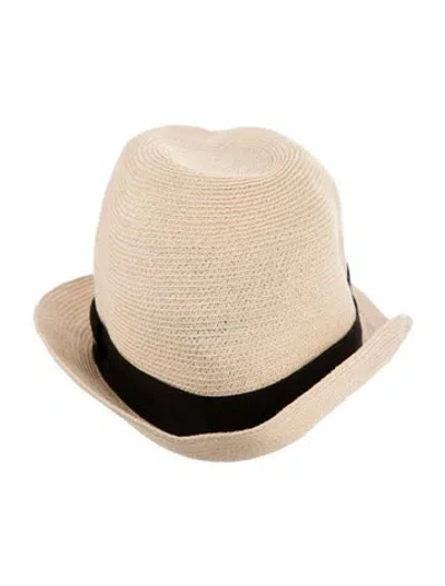 Pre-owned Saint Laurent Straw Fedora In Neutral