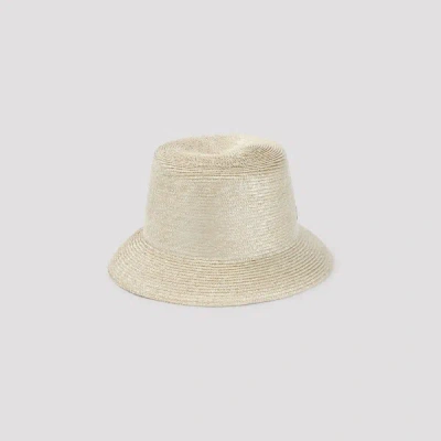 Saint Laurent Chic Metallic Straw Hat With Ysl Design