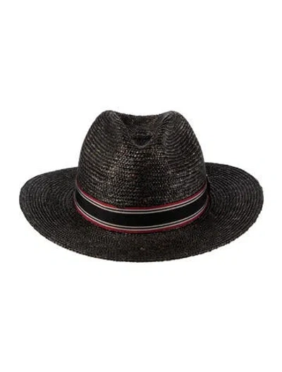 Pre-owned Saint Laurent Straw Hat In Black