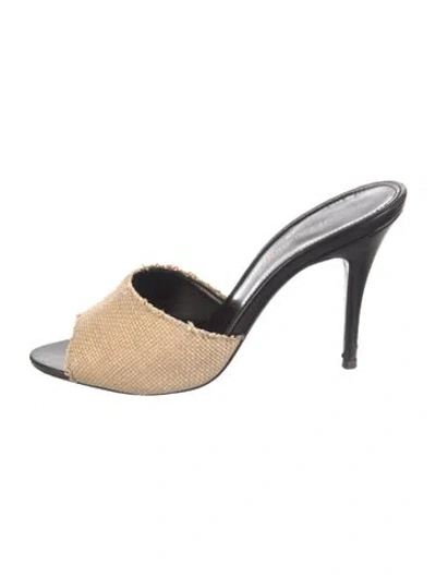Pre-owned Saint Laurent Straw Mules In Neutrals