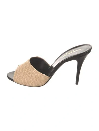 Pre-owned Saint Laurent Straw Slides In Black