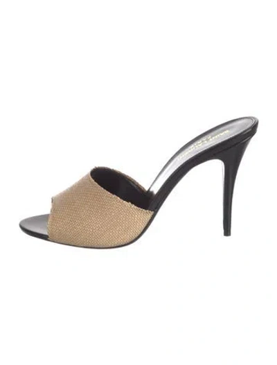 Pre-owned Saint Laurent Straw Slides In Neutral