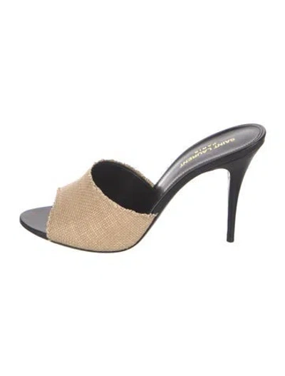 Pre-owned Saint Laurent Straw Slides In Neutrals
