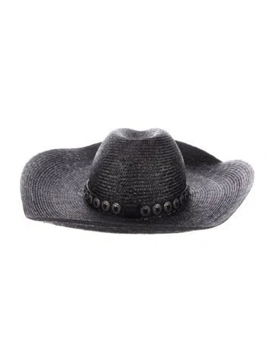 Pre-owned Saint Laurent Straw Sun Hat In Black