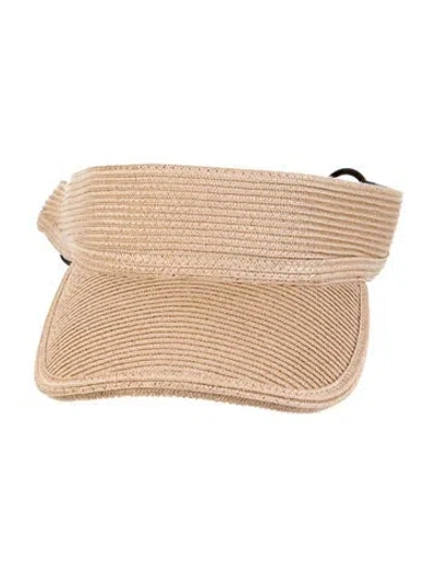 Pre-owned Saint Laurent Straw Sun Visor Hat W/tags In Neutrals