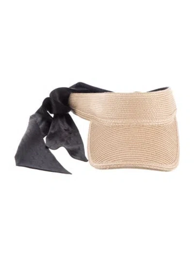 Pre-owned Saint Laurent Straw Tie Visor In Neutrals